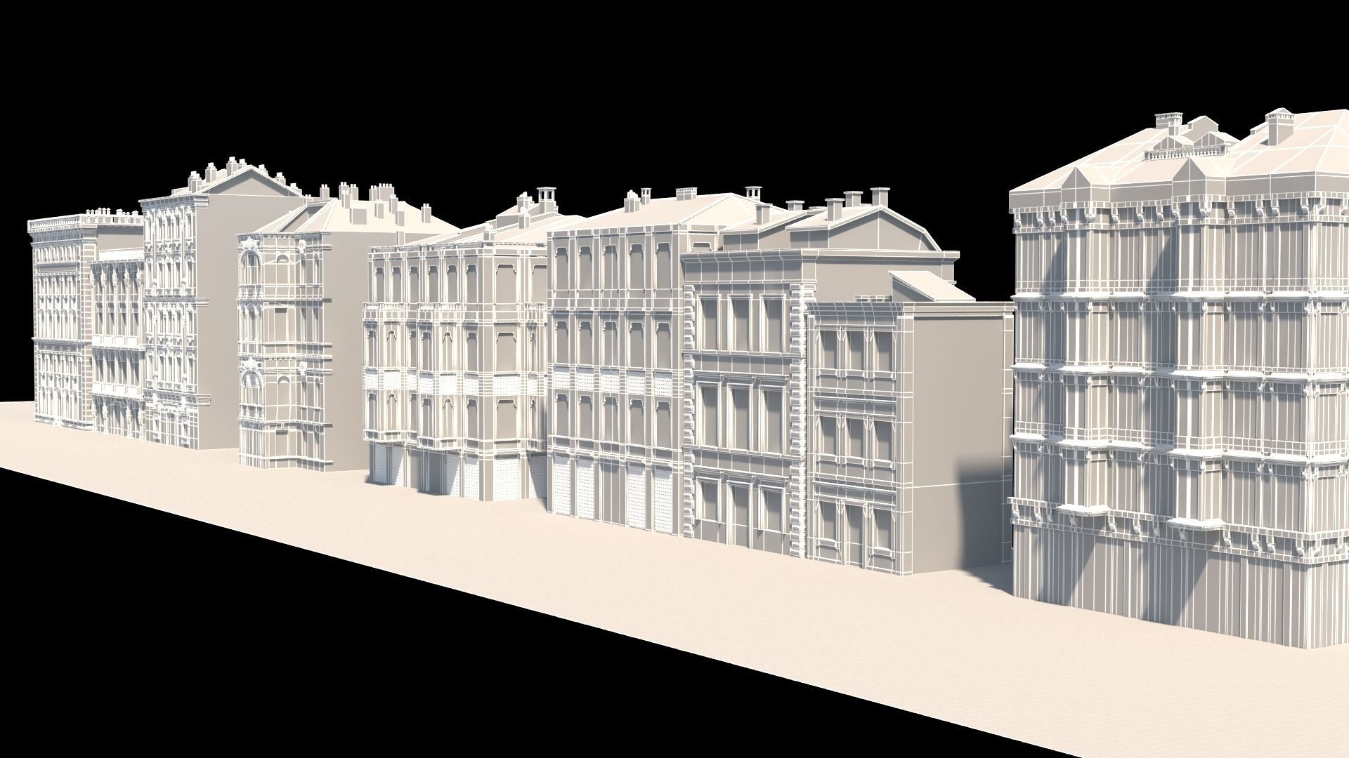 Buildings on street 3D model_5