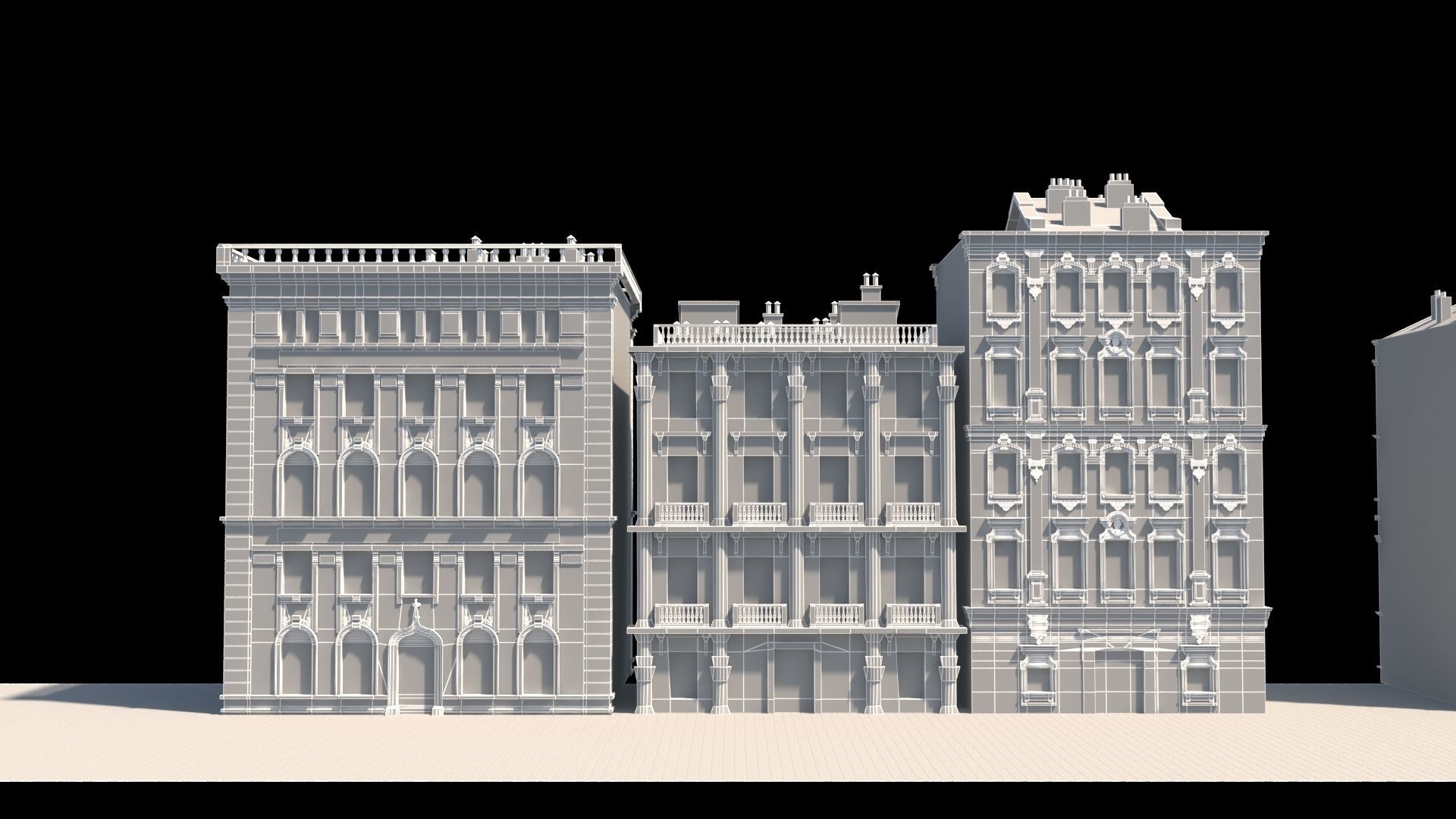 Buildings on street 3D model_7