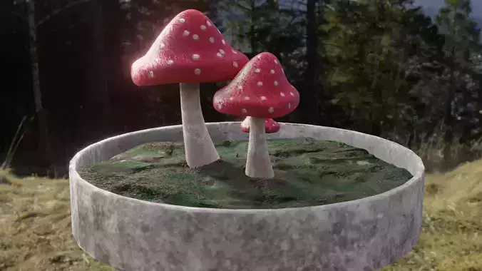 Mushroom in a plant pot