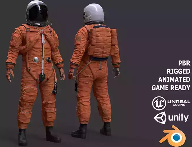 CS02 Male Space Suit LITE VERSION Low-poly 3D model