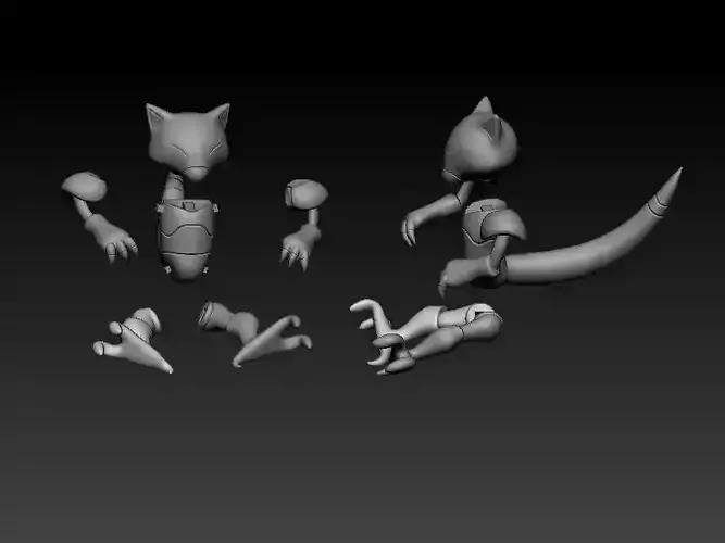 Pokemon - Abra with cuts and as a whole 3D print model
