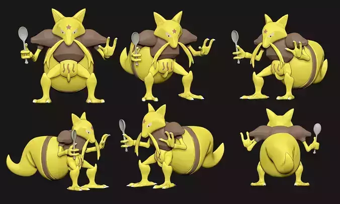 Pokemon - Kababra with cuts and as a whole 3D print model