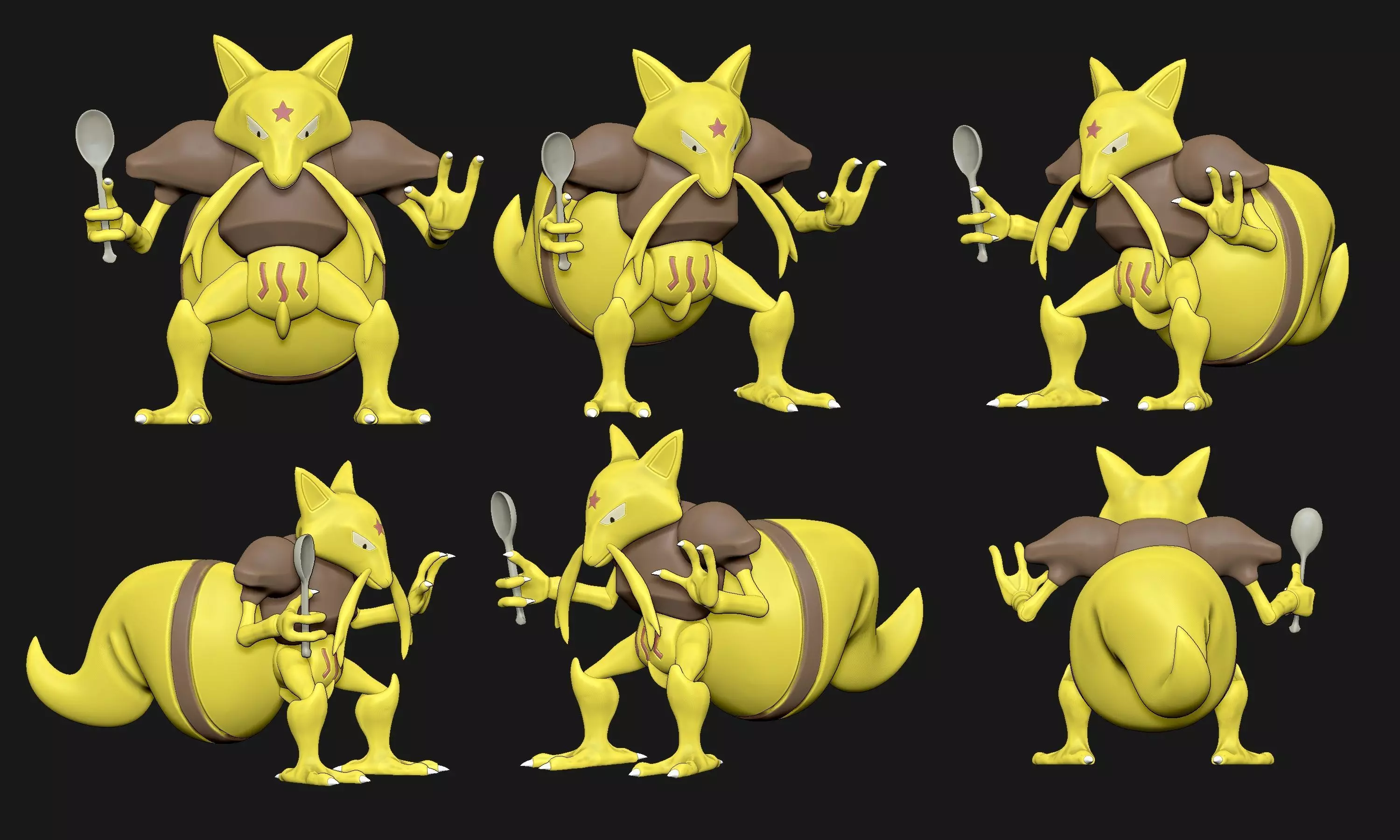 Pokemon - Kababra with cuts and as a whole 3D print model