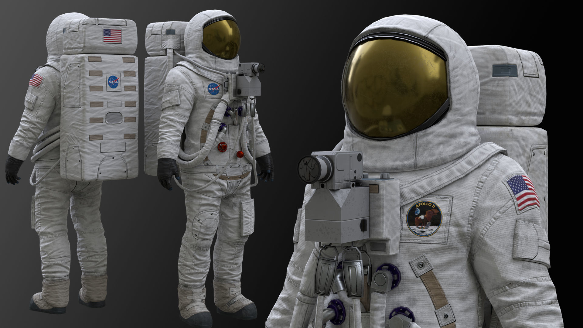 CS03 Space Suit LITE VERSION Low-poly 3D model_2