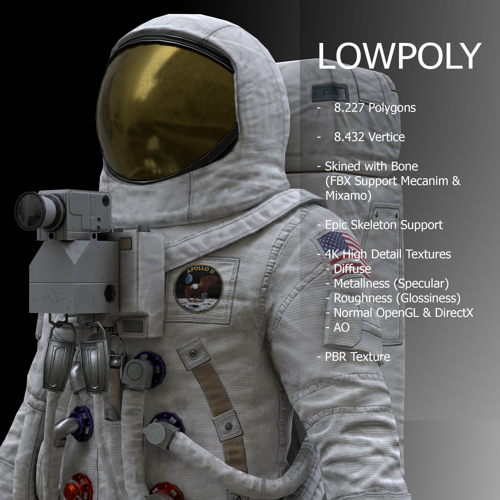 CS03 Space Suit LITE VERSION Low-poly 3D model_1