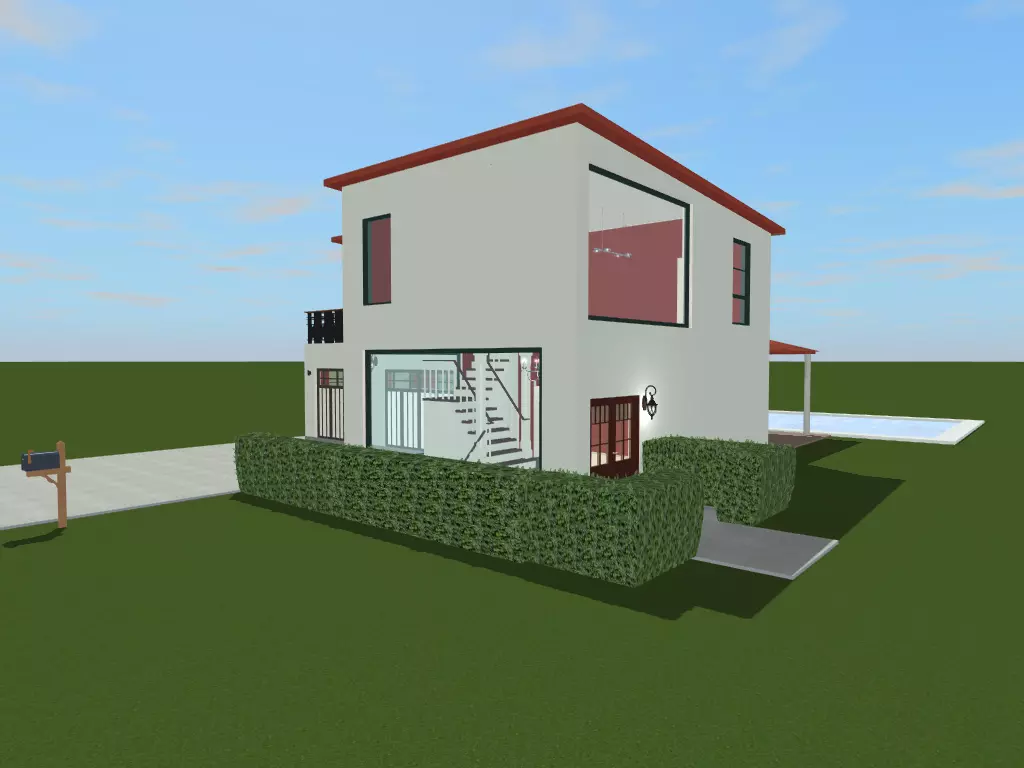 Getaway house with balcony 3D model_0