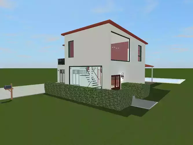 Getaway house with balcony 3D model