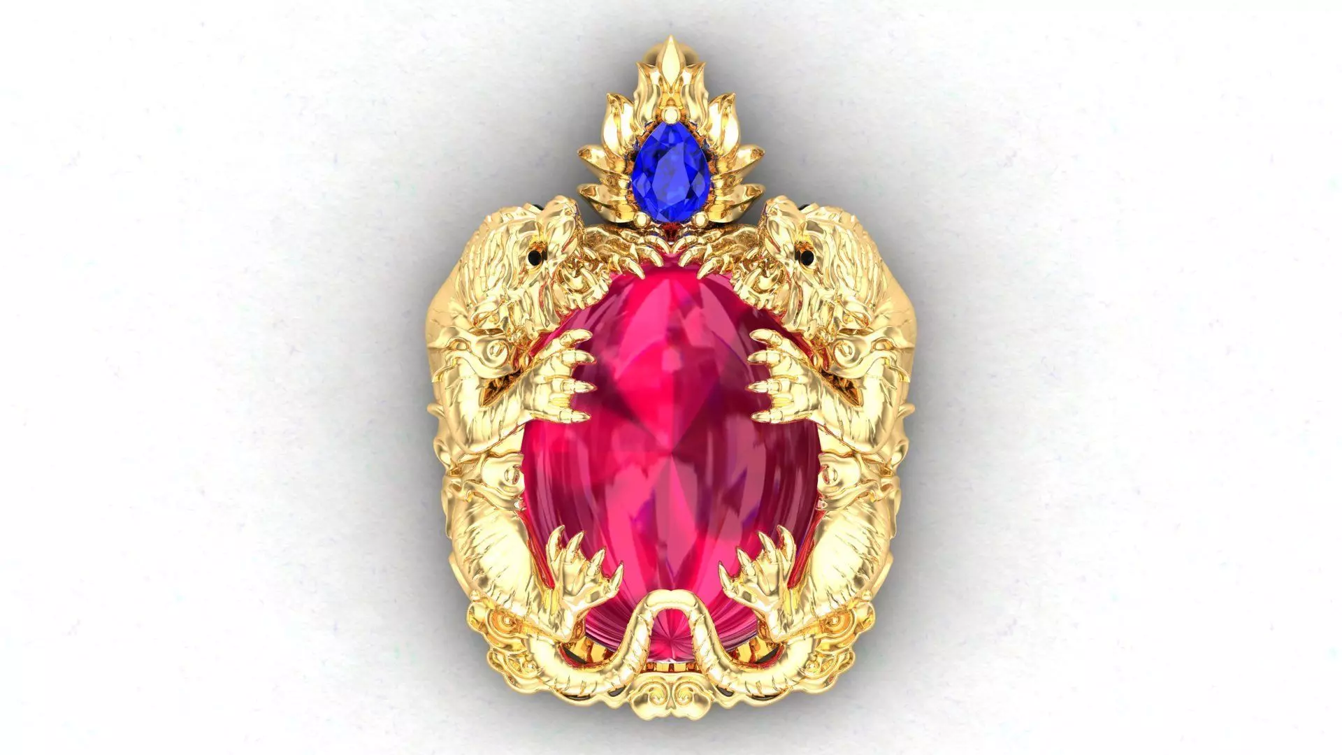 Tigers Pendant Ruby 3D print model_0