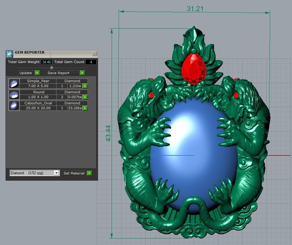 Tigers Pendant Ruby 3D print model_2