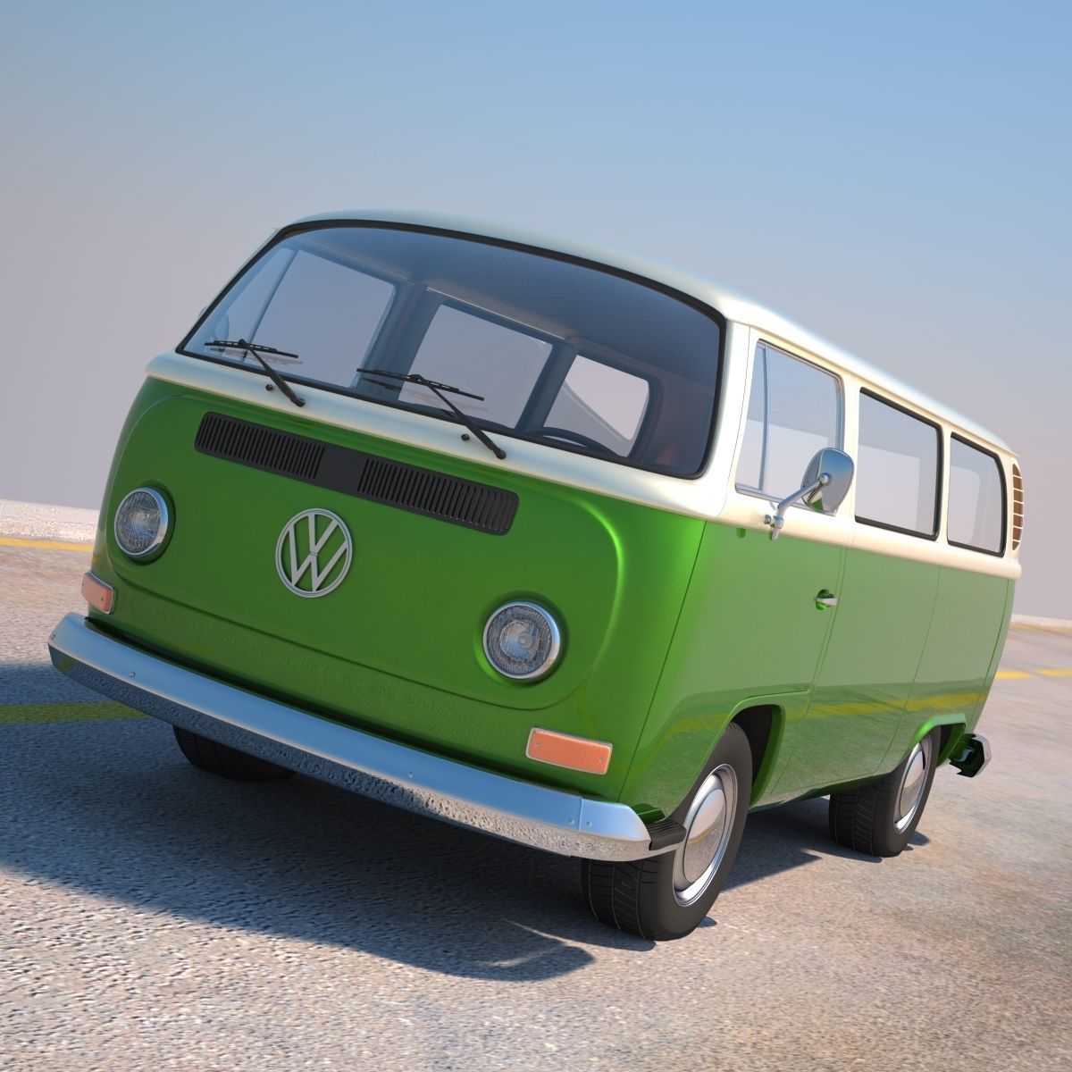  Volkswagen T2 Minibus 3D model_11