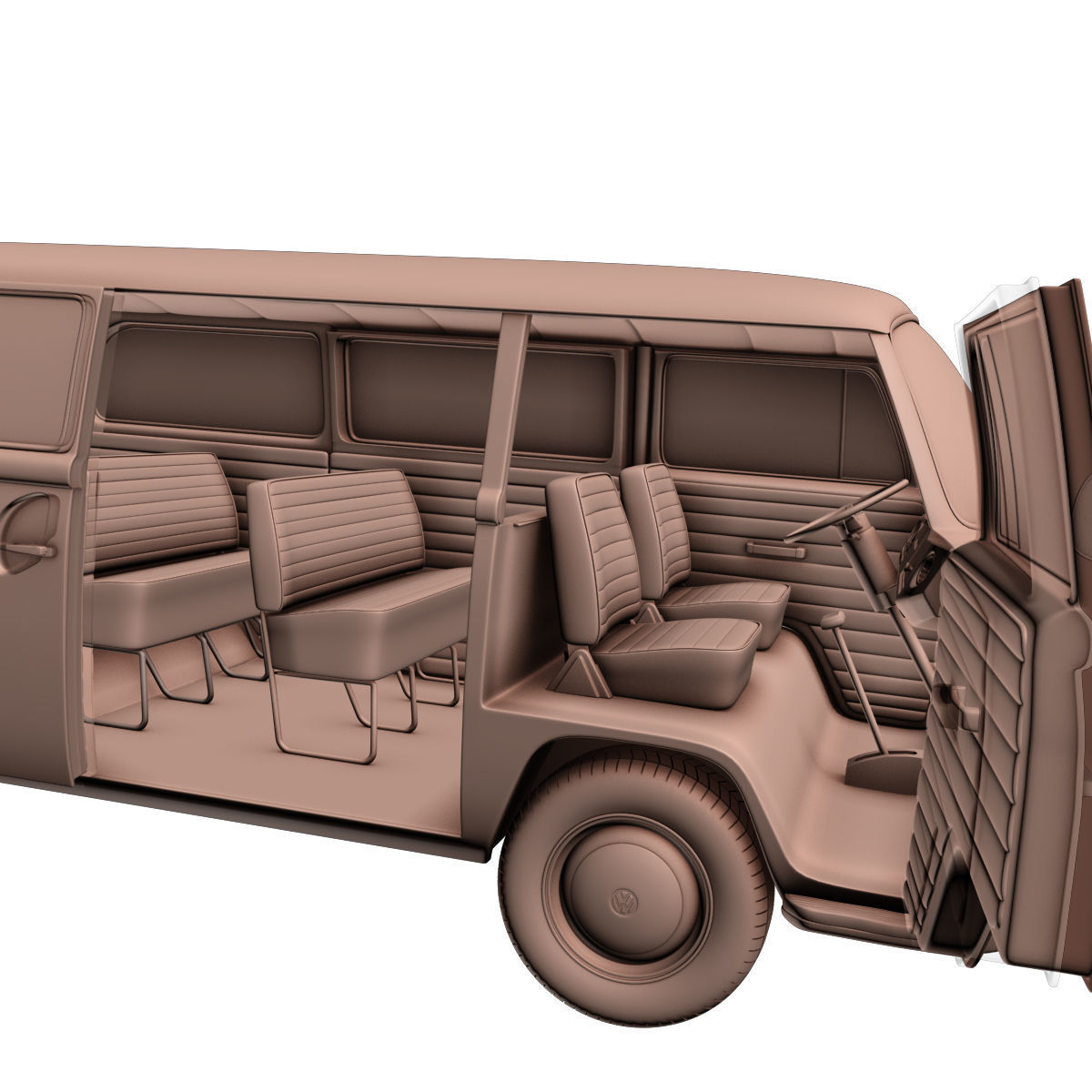 Volkswagen T2 Minibus 3D model_9