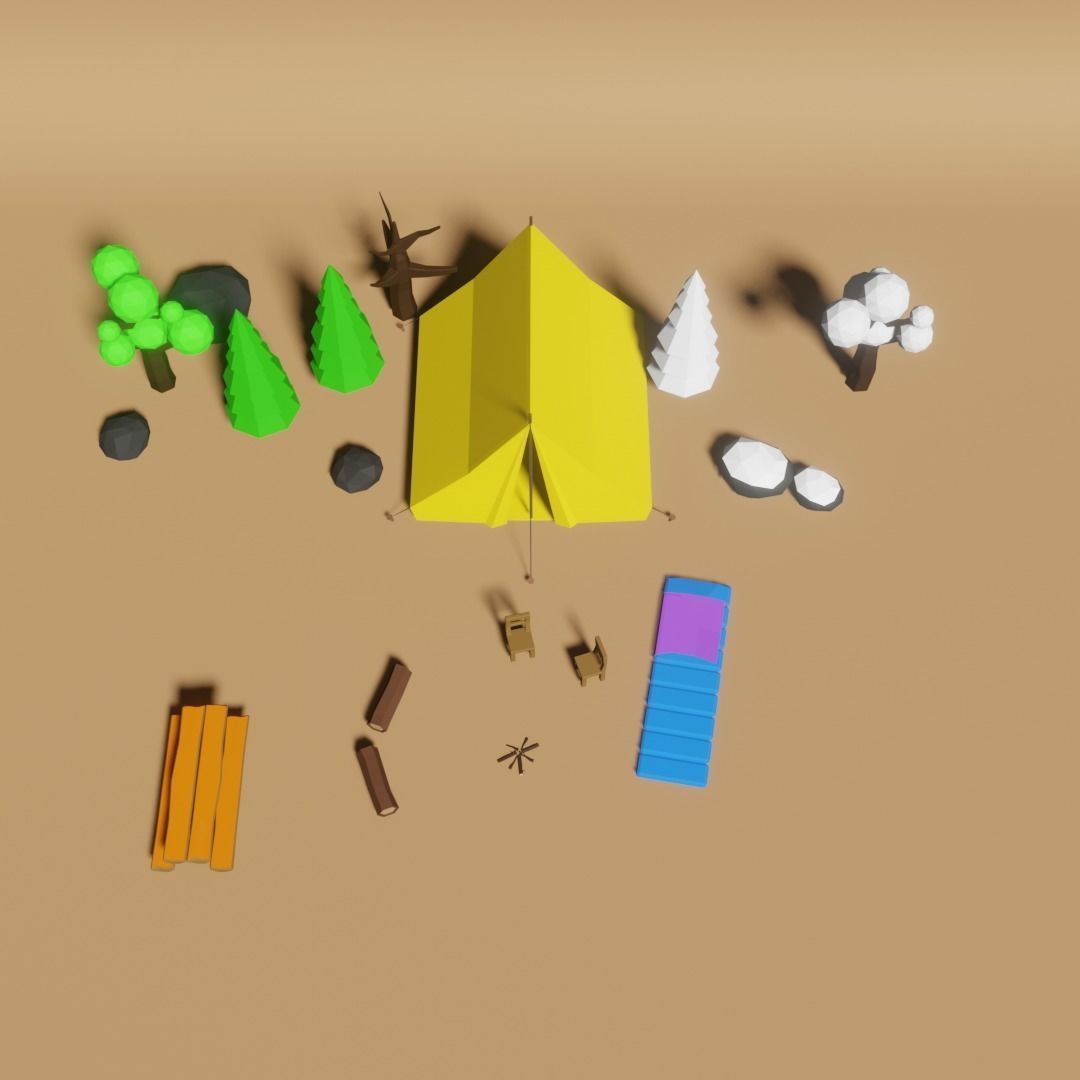Camp Low Poly Free low-poly 3D model_3