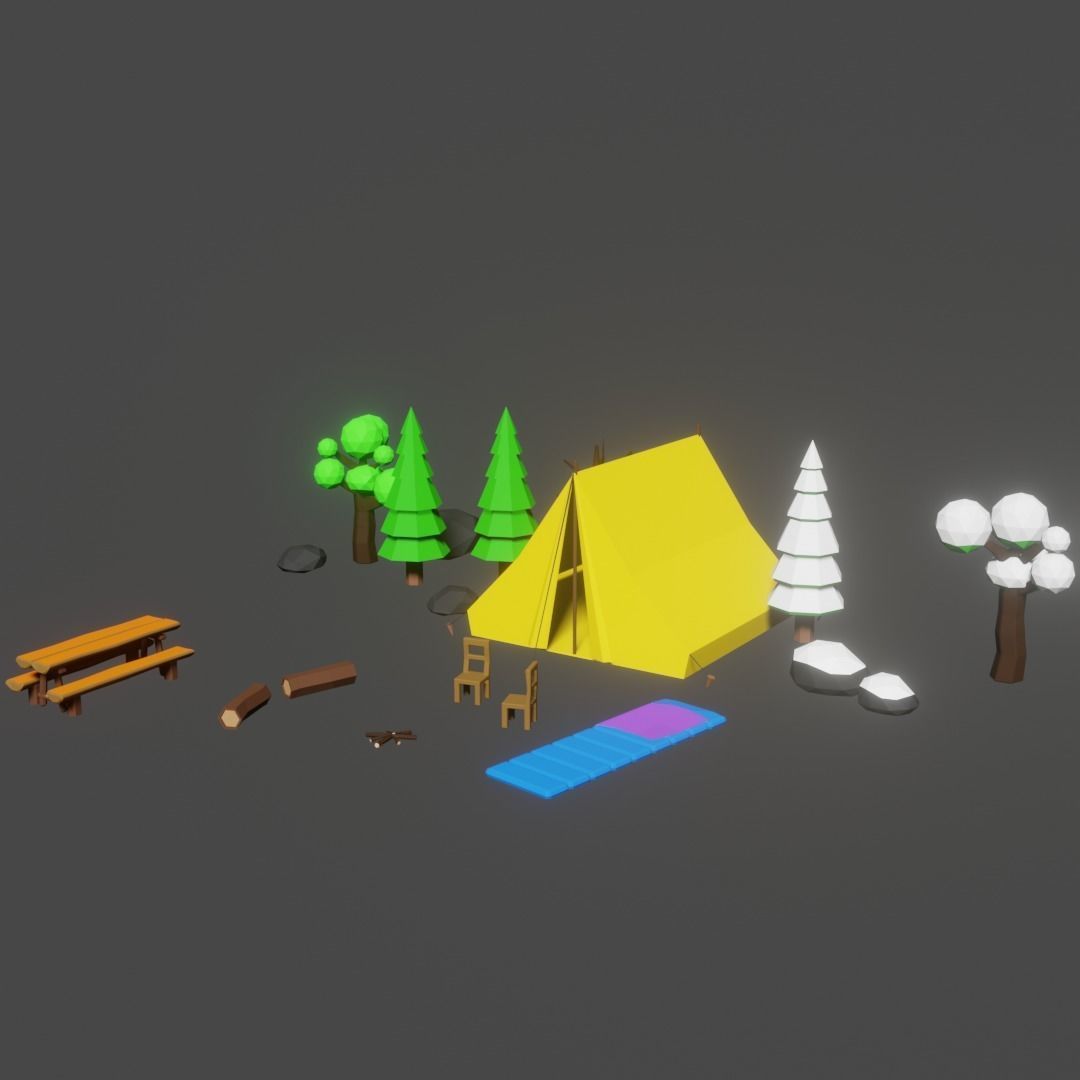Camp Low Poly Free low-poly 3D model_2