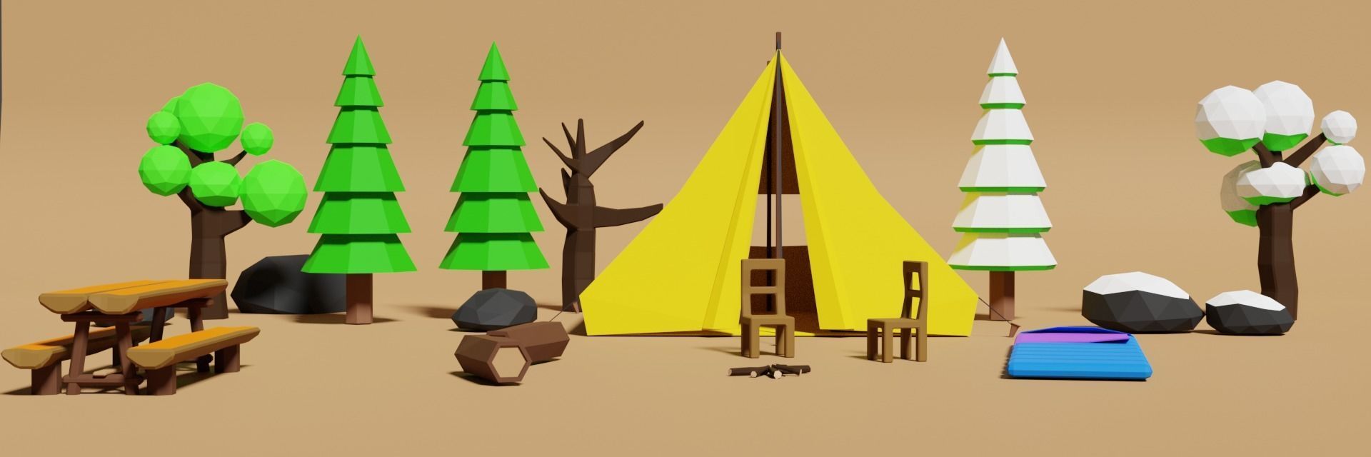 Camp Low Poly Free low-poly 3D model_1