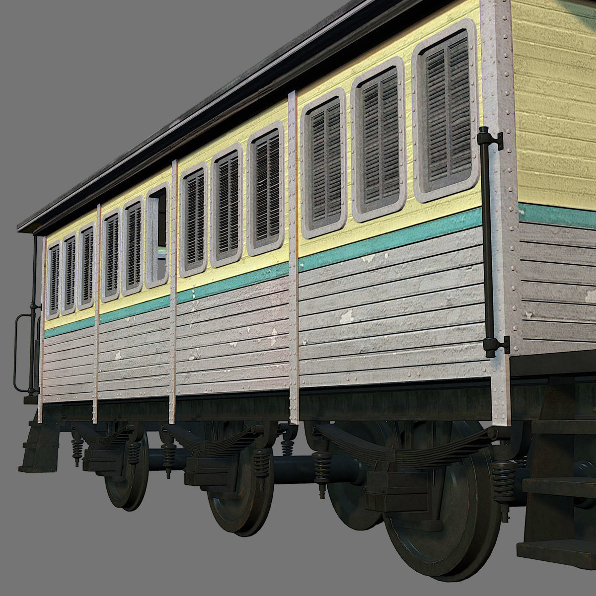 Old train passengers car 3D model_2