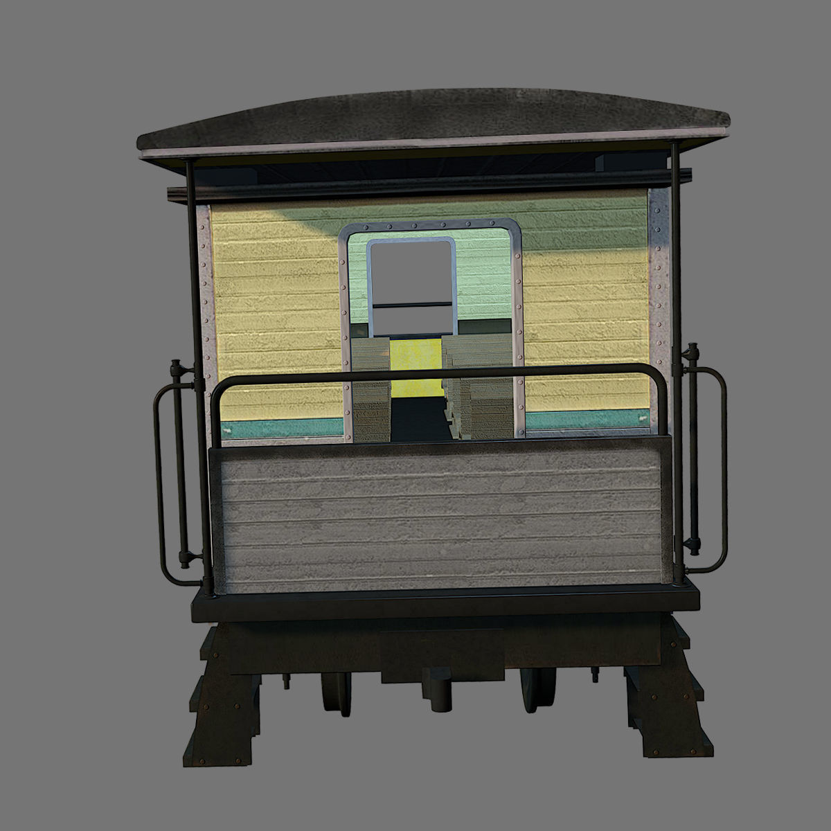 Old train passengers car 3D model_3