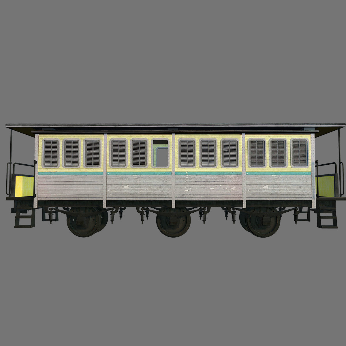 Old train passengers car 3D model_1