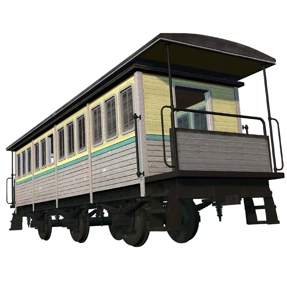 Old train passengers car 3D model_0