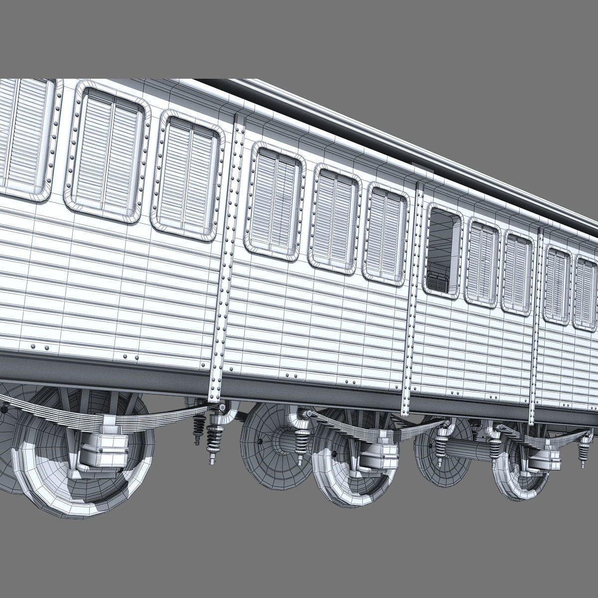 Old train passengers car 3D model_7