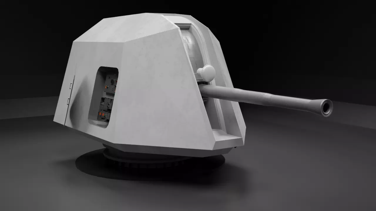 ship gun Low-poly 3D model_0