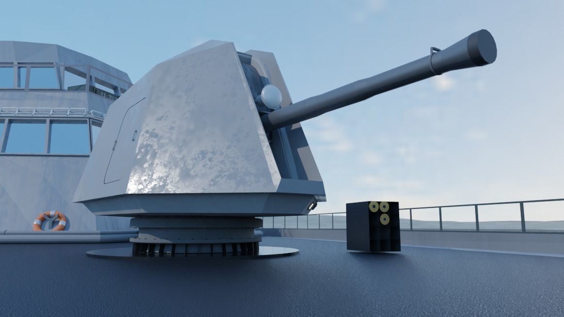 ship gun Low-poly 3D model_3