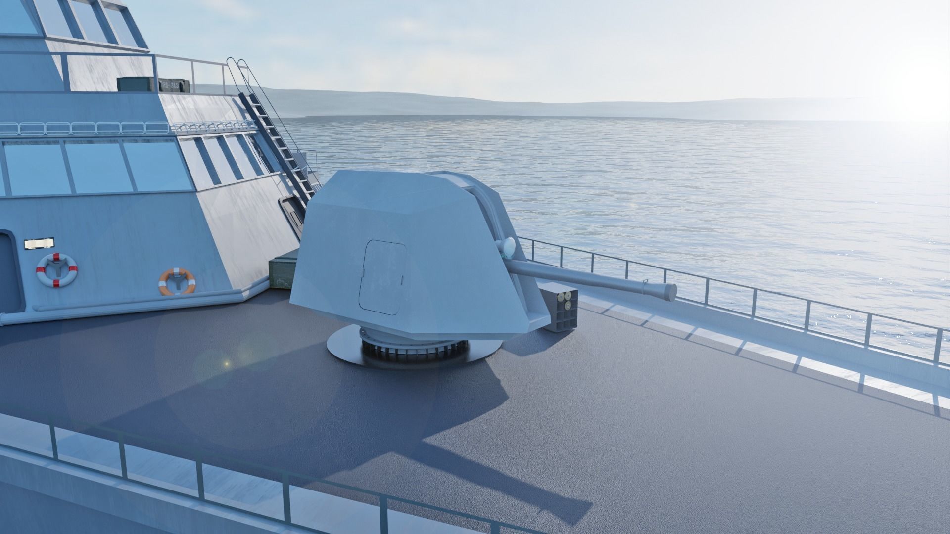 ship gun Low-poly 3D model_1