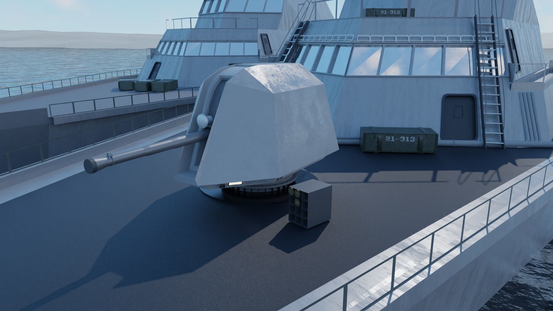 ship gun Low-poly 3D model_2