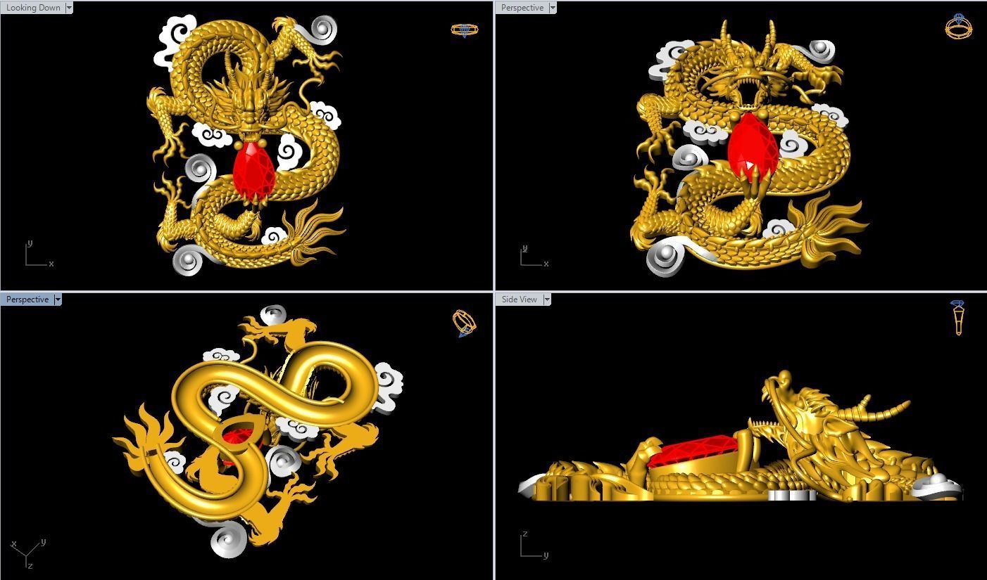 Dragon for jewelry - Dragon for ring - Dragon for pendant - N803 3D print model_2