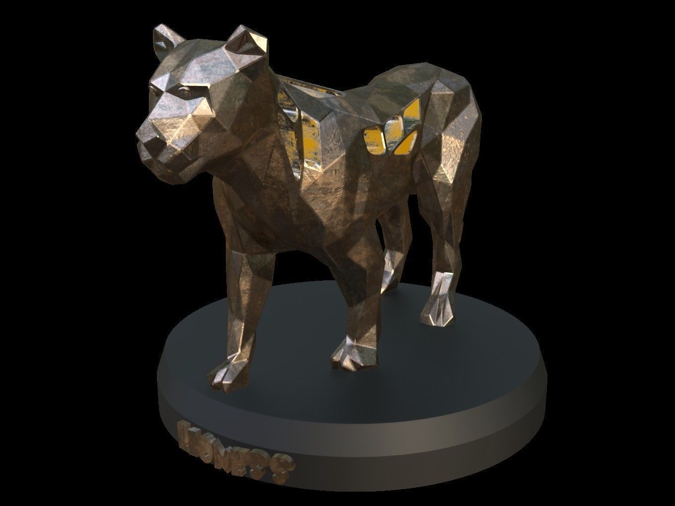 Steampunk Lioness Pose Low-poly 3D model_1