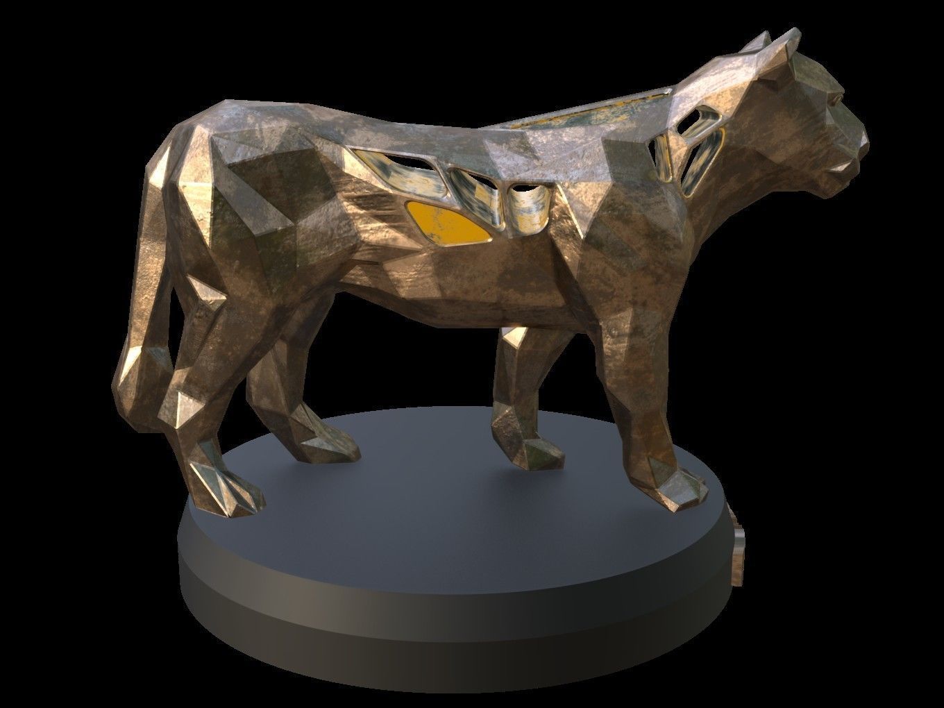 Steampunk Lioness Pose Low-poly 3D model_7