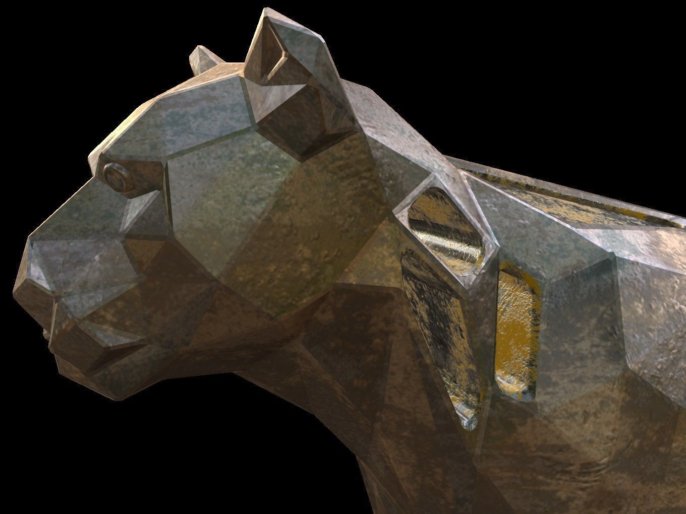 Steampunk Lioness Pose Low-poly 3D model_12