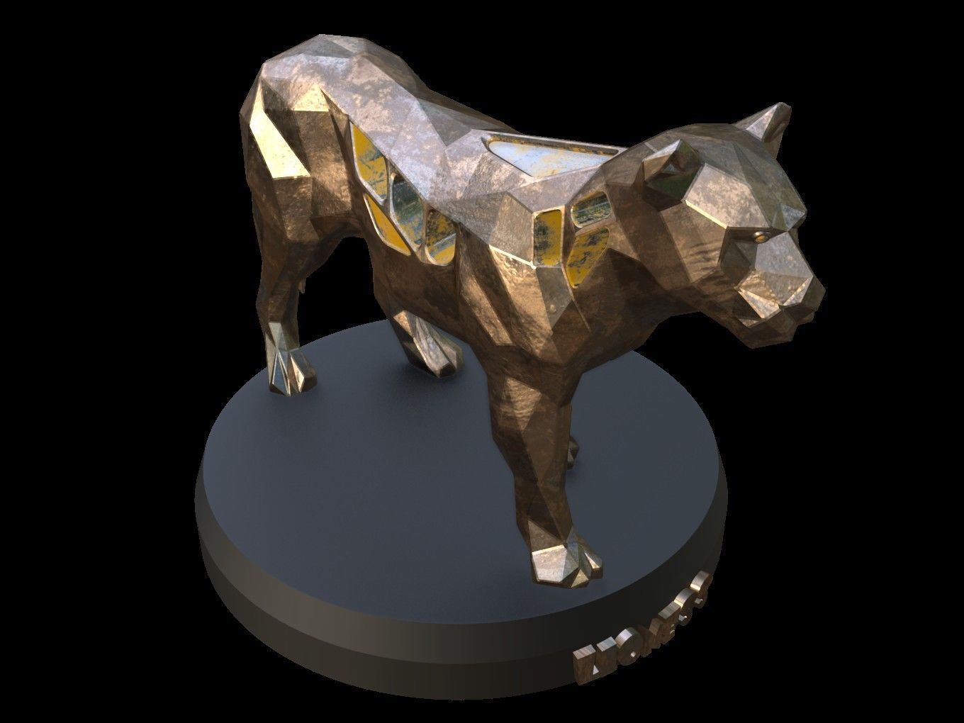 Steampunk Lioness Pose Low-poly 3D model_8