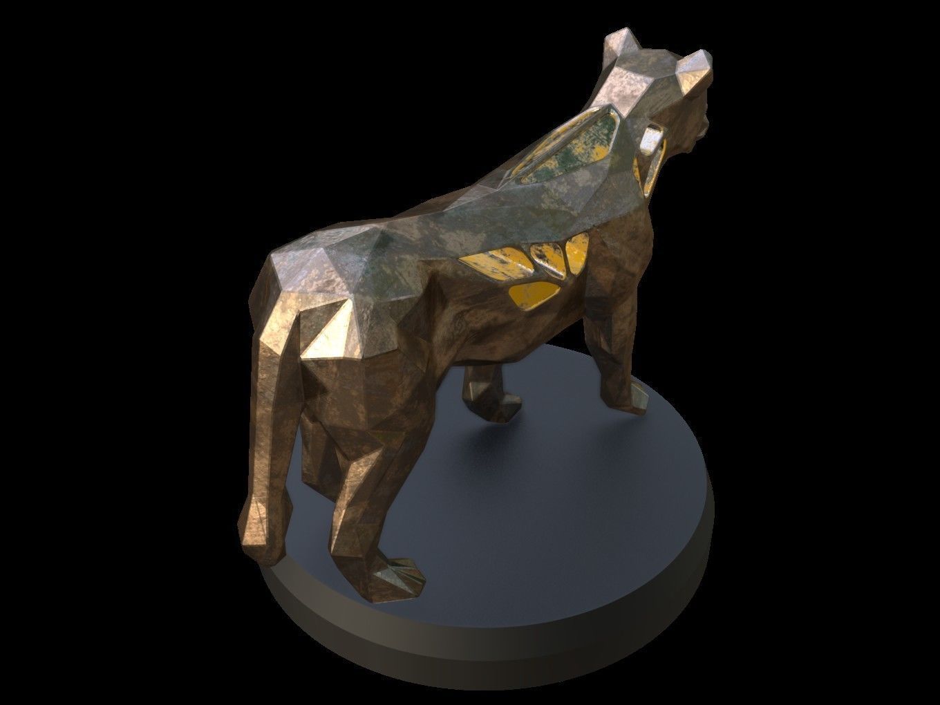 Steampunk Lioness Pose Low-poly 3D model_6
