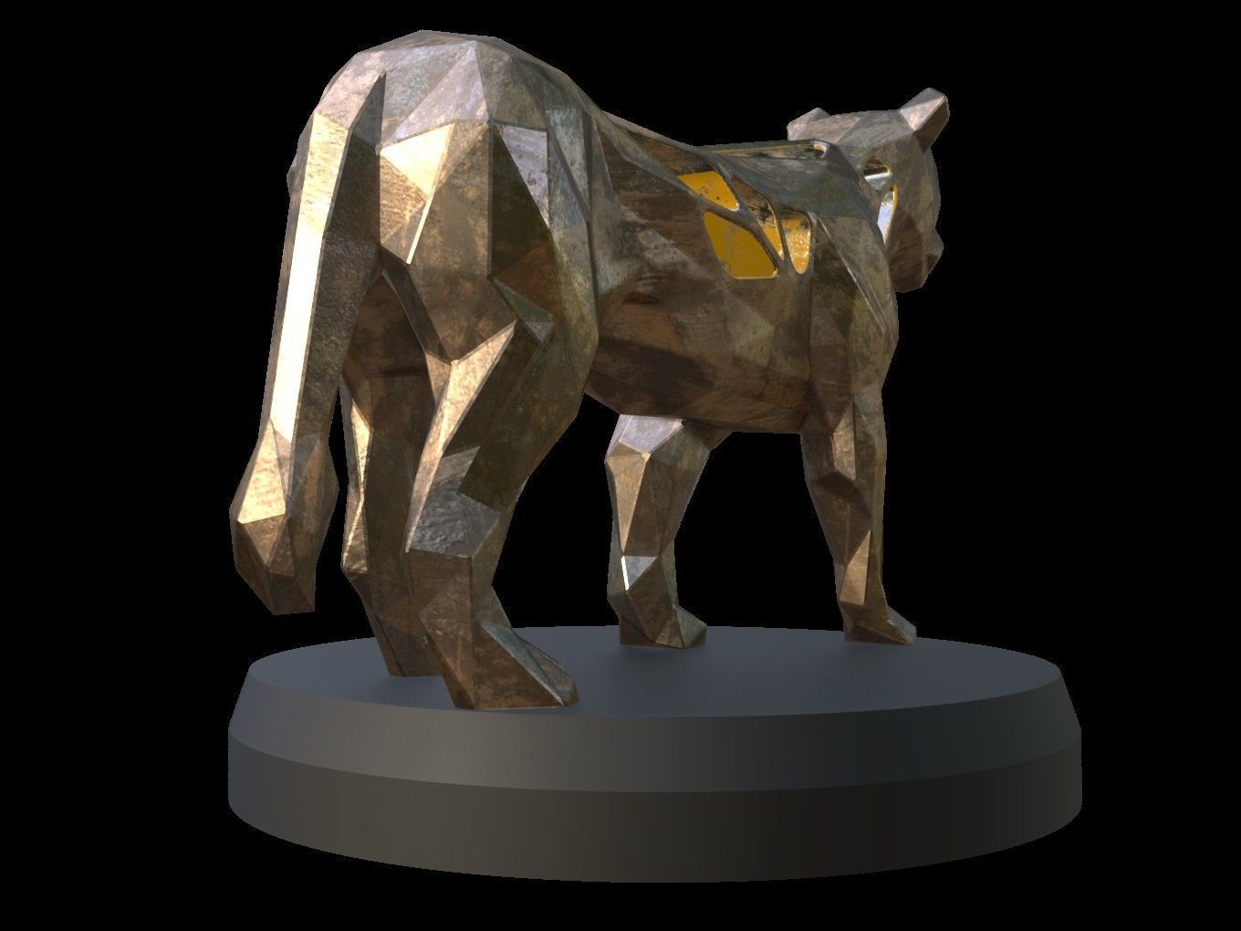 Steampunk Lioness Pose Low-poly 3D model_5