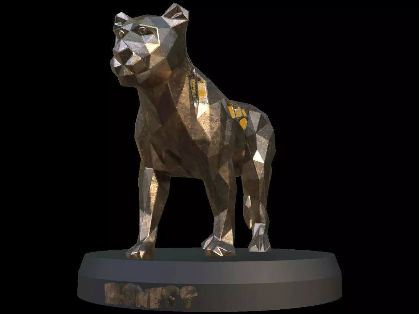 Steampunk Lioness Pose Low-poly 3D model_0