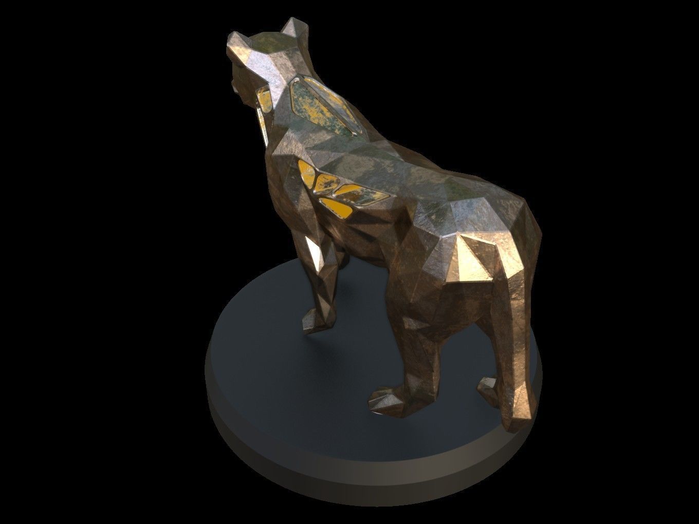 Steampunk Lioness Pose Low-poly 3D model_3
