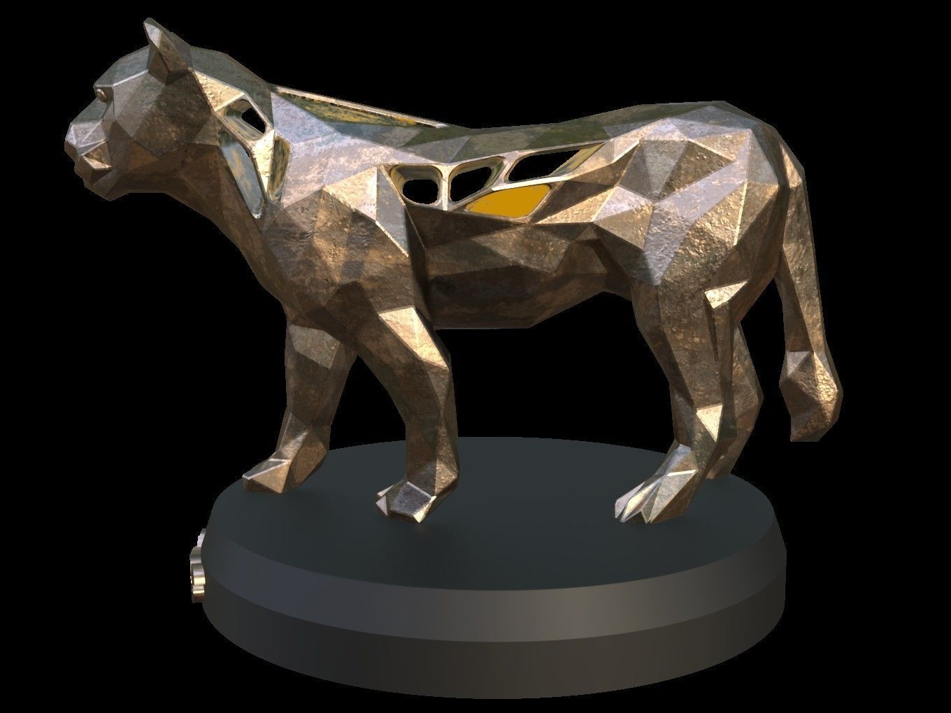 Steampunk Lioness Pose Low-poly 3D model_2