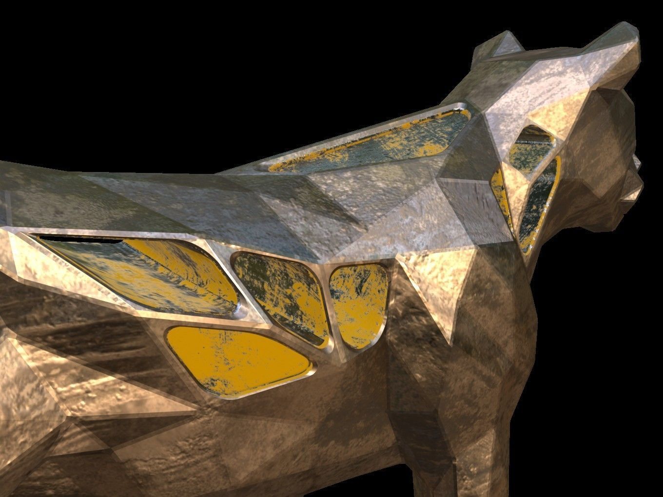 Steampunk Lioness Pose Low-poly 3D model_10