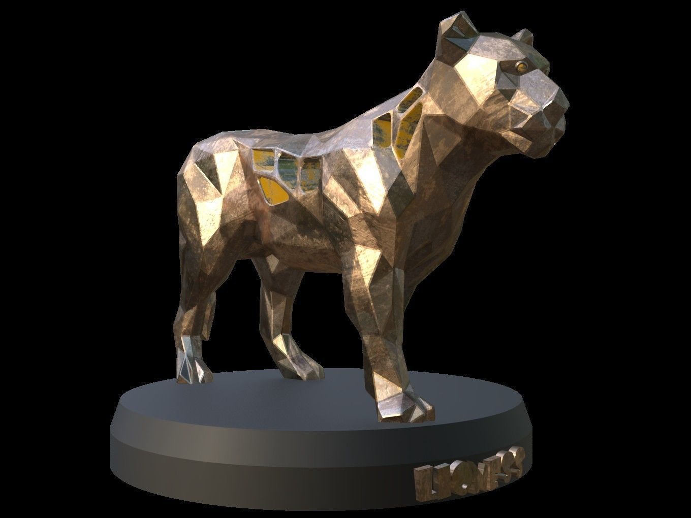 Steampunk Lioness Pose Low-poly 3D model_9