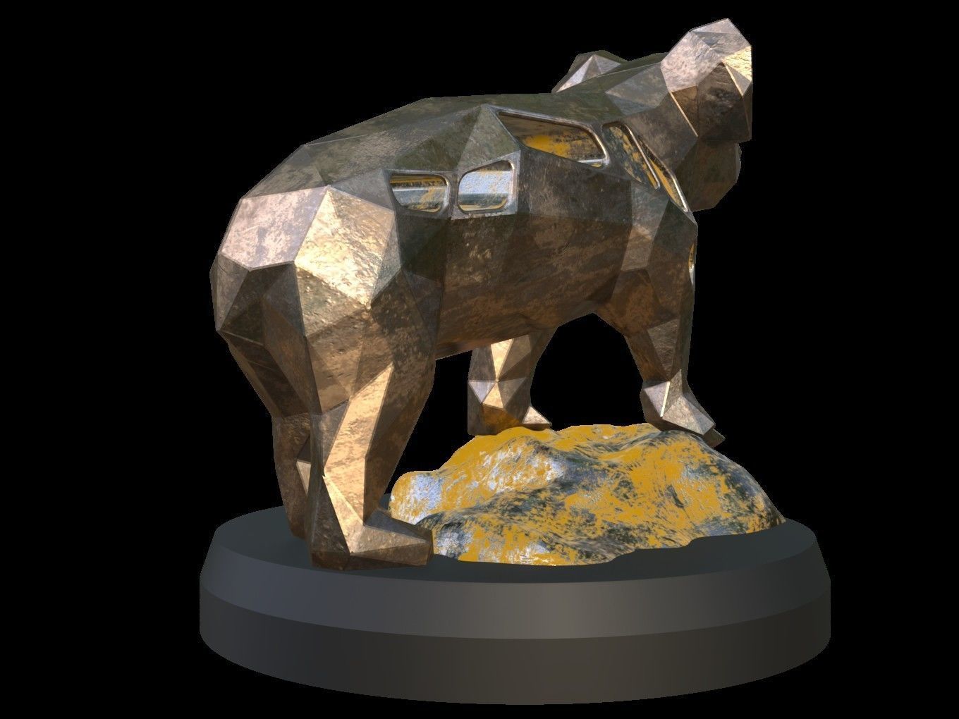 Steampunk Koala Rock Low-poly 3D model_6