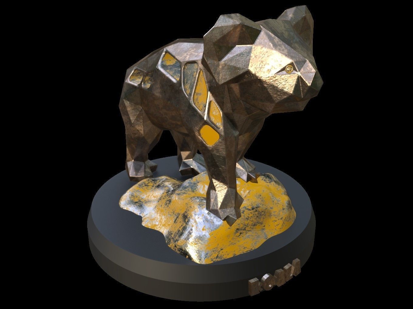 Steampunk Koala Rock Low-poly 3D model_8
