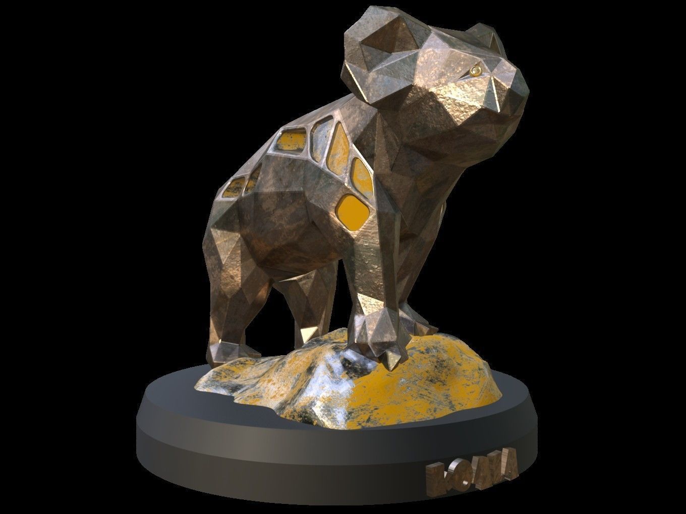 Steampunk Koala Rock Low-poly 3D model_9