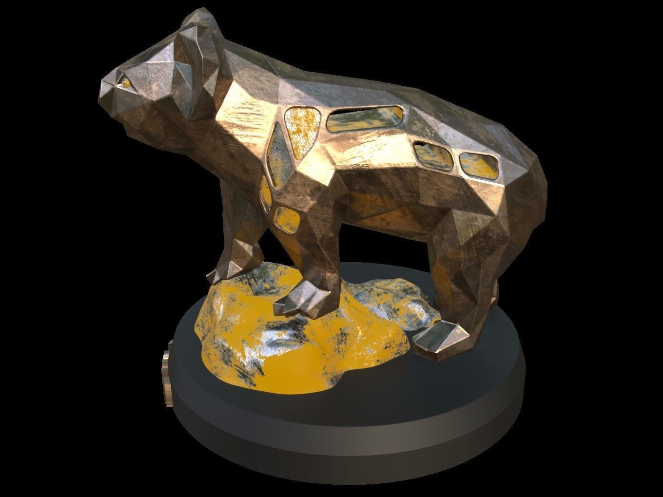 Steampunk Koala Rock Low-poly 3D model_2