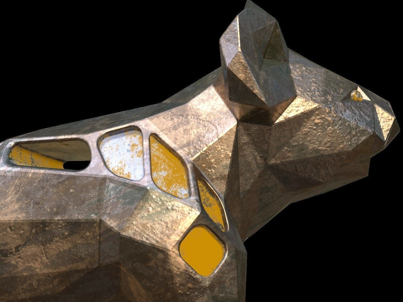 Steampunk Koala Rock Low-poly 3D model_11