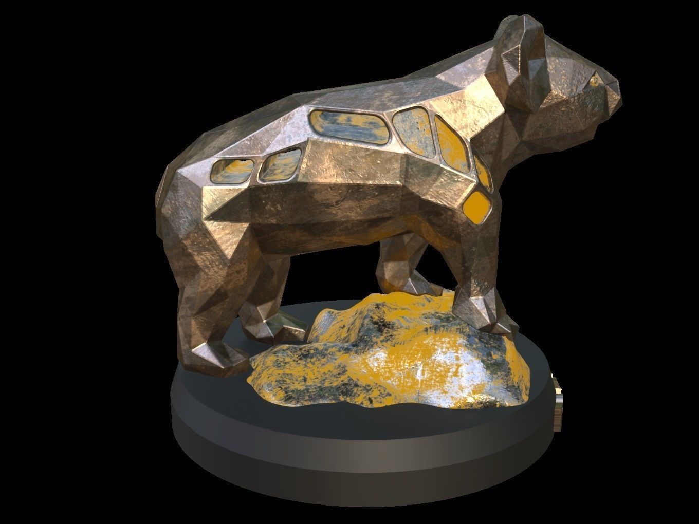 Steampunk Koala Rock Low-poly 3D model_7