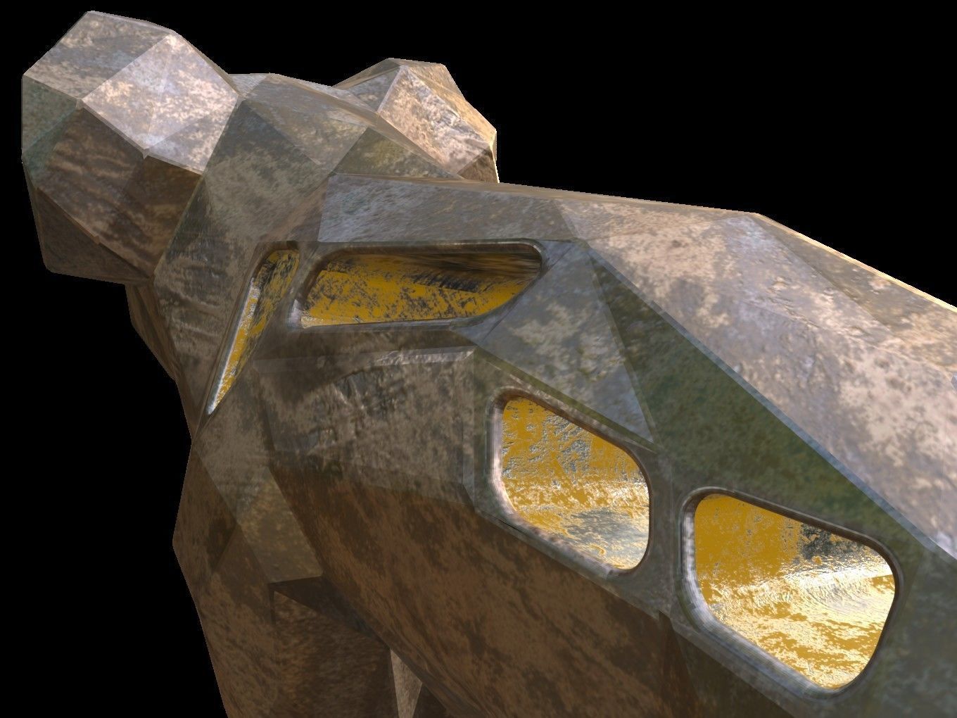 Steampunk Koala Rock Low-poly 3D model_12