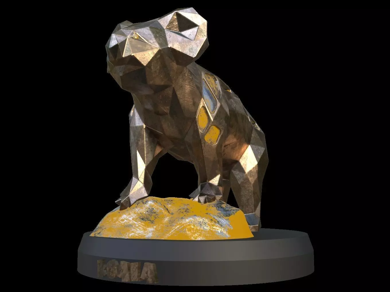 Steampunk Koala Rock Low-poly 3D model_0