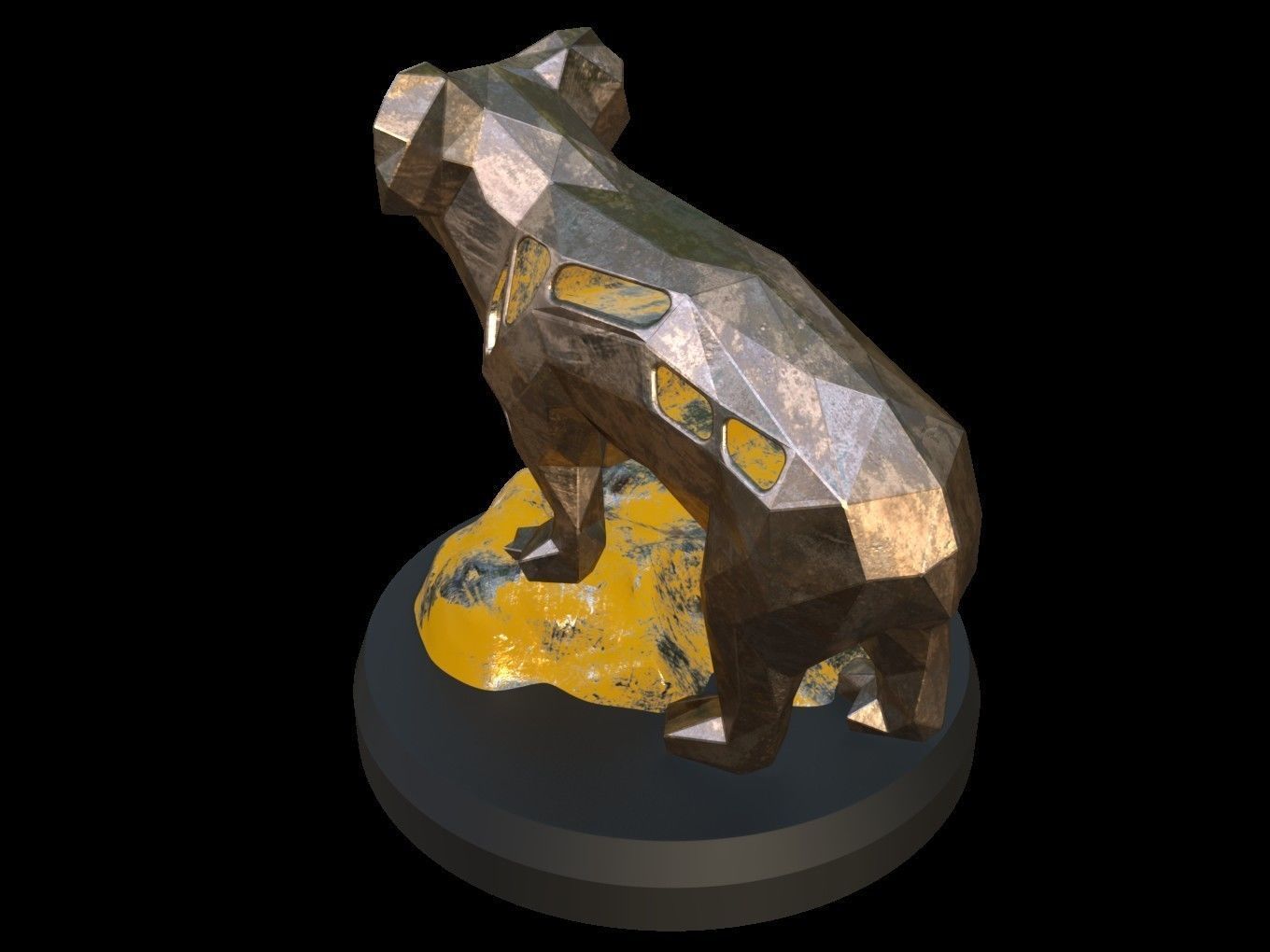 Steampunk Koala Rock Low-poly 3D model_4