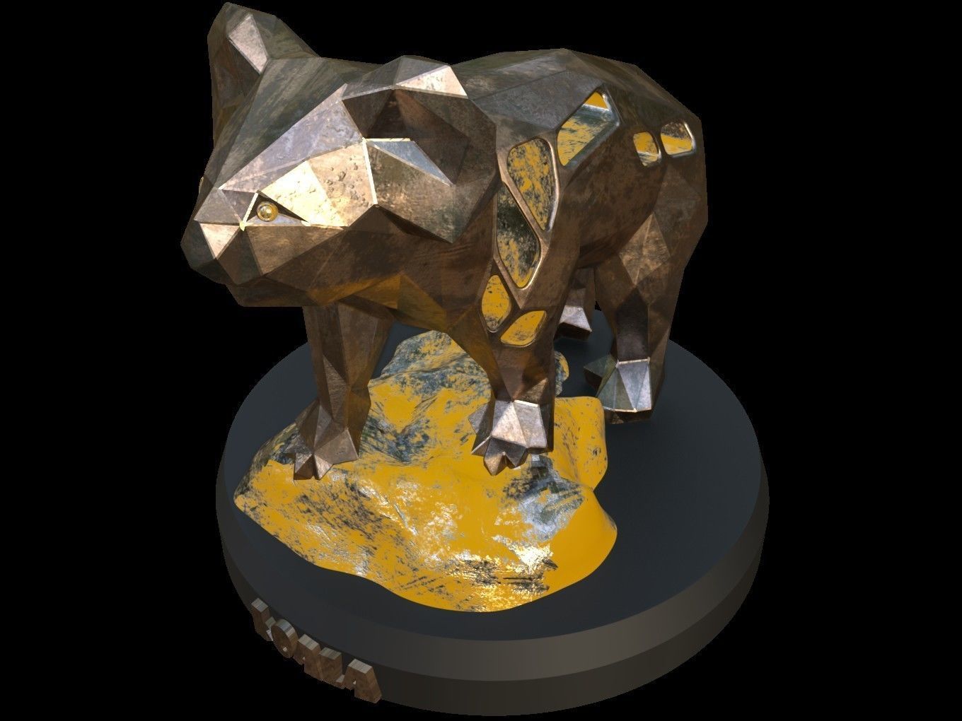 Steampunk Koala Rock Low-poly 3D model_1