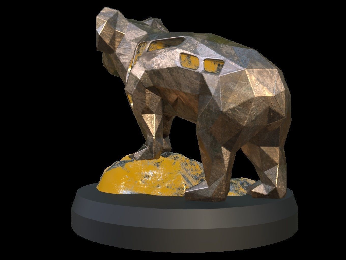 Steampunk Koala Rock Low-poly 3D model_3